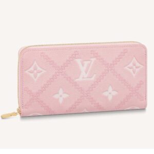 Louis Vuitton Unisex Zippy Wallet Pink Monogram Empreinte Embroidered Cowhide Leather