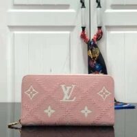 Louis Vuitton Unisex Zippy Wallet Pink Monogram Empreinte Embroidered Cowhide Leather (4)
