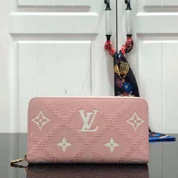 Louis Vuitton Unisex Zippy Wallet Pink Monogram Empreinte Embroidered Cowhide Leather (7)