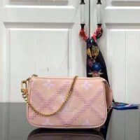 Louis Vuitton Women Mini Pochette Accessoires Pink Monogram Empreinte Embroidered Cowhide