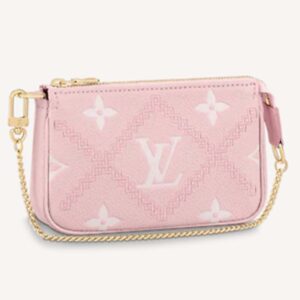Louis Vuitton Women Mini Pochette Accessoires Pink Monogram Empreinte Embroidered Cowhide