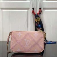 Louis Vuitton Women Mini Pochette Accessoires Pink Monogram Empreinte Embroidered Cowhide