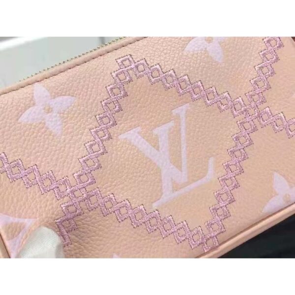 Louis Vuitton Women Mini Pochette Accessoires Pink Monogram Empreinte Embroidered Cowhide (7)