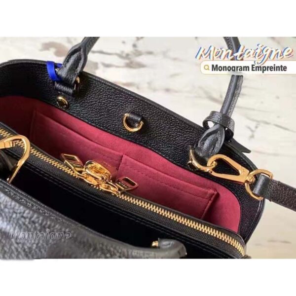 Louis Vuitton Women Montaigne BB Handbag Black Beige Embossed Grained Cowhide Leather (1)