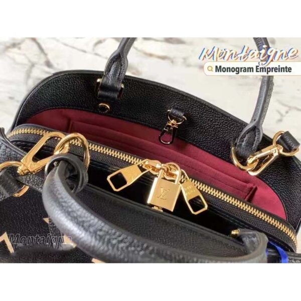 Louis Vuitton Women Montaigne BB Handbag Black Beige Embossed Grained Cowhide Leather (4)