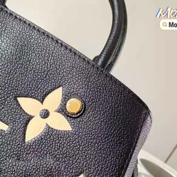 Louis Vuitton Women Montaigne BB Handbag Black Beige Embossed Grained Cowhide Leather (6)