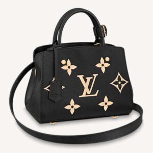 Louis Vuitton Women Montaigne BB Handbag Black Beige Embossed Grained Cowhide Leather