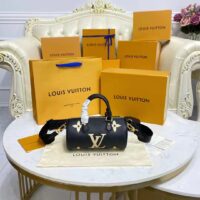 Louis Vuitton Women Papillon BB Black Beige Embossed Supple Grained Cowhide Leather (9)