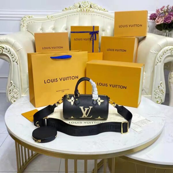 Louis Vuitton Women Papillon BB Black Beige Embossed Supple Grained Cowhide Leather (5)