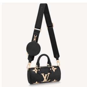 Louis Vuitton Women Papillon BB Black Beige Embossed Supple Grained Cowhide Leather