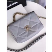 Chanel Women 19 Flap Bag Lambskin Iridescent Gold Silver-Tone Metal Grey