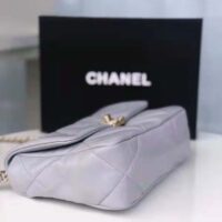 Chanel Women 19 Flap Bag Lambskin Iridescent Gold Silver-Tone Metal Grey