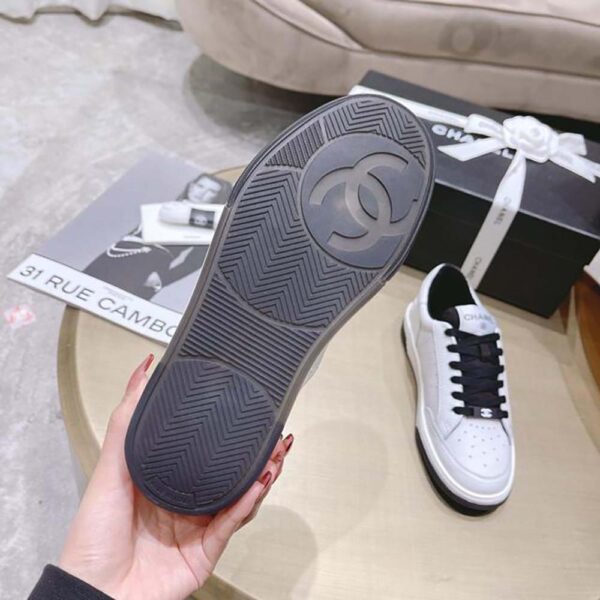 Chanel Women Calfskin Letter Flat Lace Up Runner Trainer Sneakers (9)