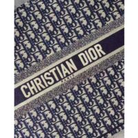 Dior Unisex CD Large Book Tote Navy Blue Dior Oblique Embroidery (2)