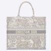 Dior Unisex CD Large Dior Book Tote Gray Toile De Jouy Embroidery