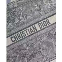 Dior Unisex CD Large Dior Book Tote Gray Toile De Jouy Embroidery (10)