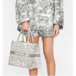Dior Unisex CD Medium Dior Book Tote Gray Toile De Jouy Embroidery - Image 12