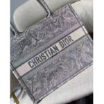 Dior Unisex CD Medium Dior Book Tote Gray Toile De Jouy Embroidery - Image 6