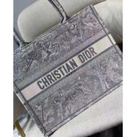 Dior Unisex CD Medium Dior Book Tote Gray Toile De Jouy Embroidery (7)