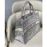 Dior Unisex CD Medium Dior Book Tote Gray Toile De Jouy Embroidery - Image 4