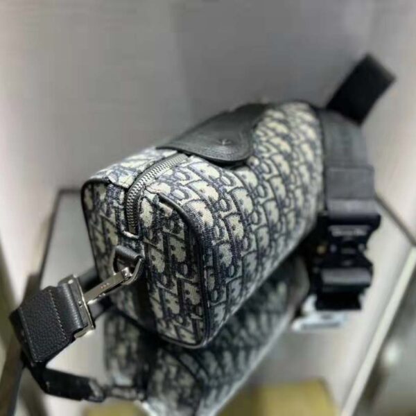 Dior Unisex CD Roller Messenger Bag Beige Black Dior Oblique Jacquard (4)