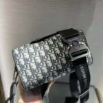 Dior Unisex CD Roller Messenger Bag Beige Black Dior Oblique Jacquard – Image 7