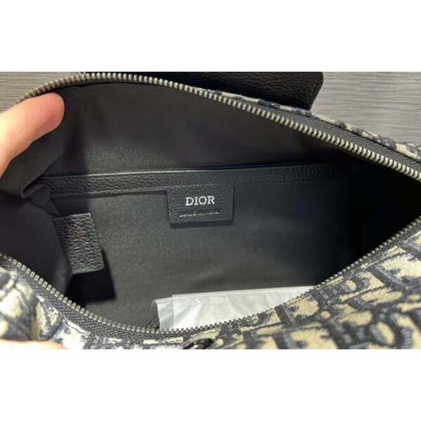 Dior Unisex CD Roller Messenger Bag Beige Black Dior Oblique Jacquard (9)