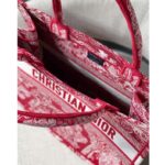 Dior Unisex Medium Book Tote Burgundy Toile De Jouy Stripes Embroidery - Image 10
