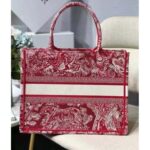 Dior Unisex Medium Book Tote Burgundy Toile De Jouy Stripes Embroidery - Image 3