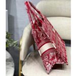 Dior Unisex Medium Book Tote Burgundy Toile De Jouy Stripes Embroidery - Image 9