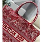 Dior Unisex Medium Book Tote Burgundy Toile De Jouy Stripes Embroidery - Image 7