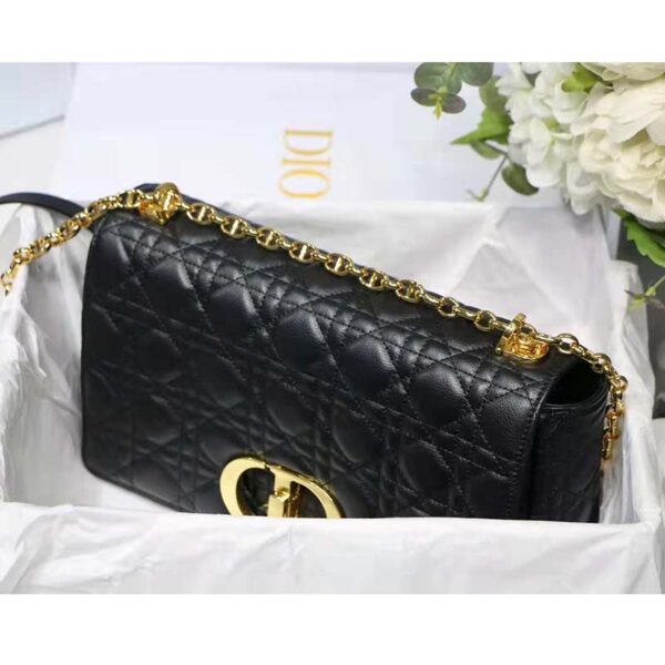 Dior Women CD Lagre Dior Caro Bag Black Supple Cannage Calfskin (5)