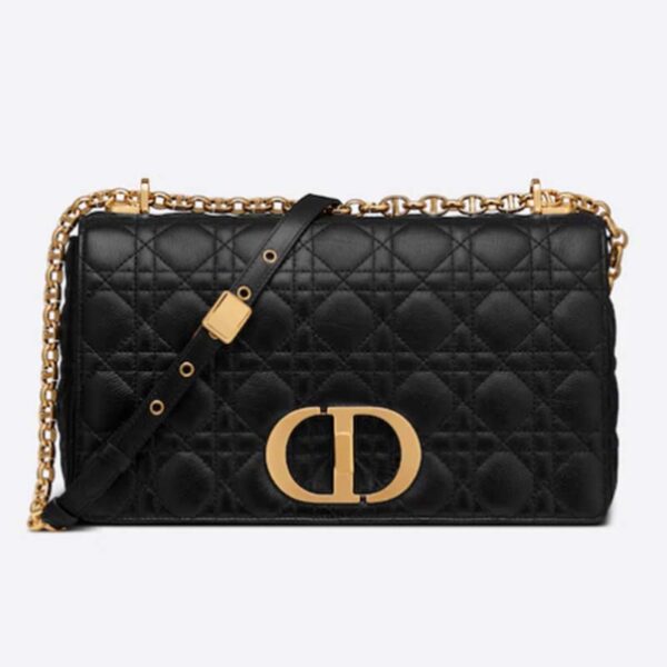 Dior Women CD Lagre Dior Caro Bag Black Supple Cannage Calfskin (7)