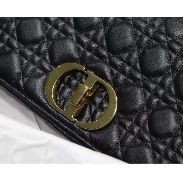 Dior Women CD Lagre Dior Caro Bag Black Supple Cannage Calfskin (8)