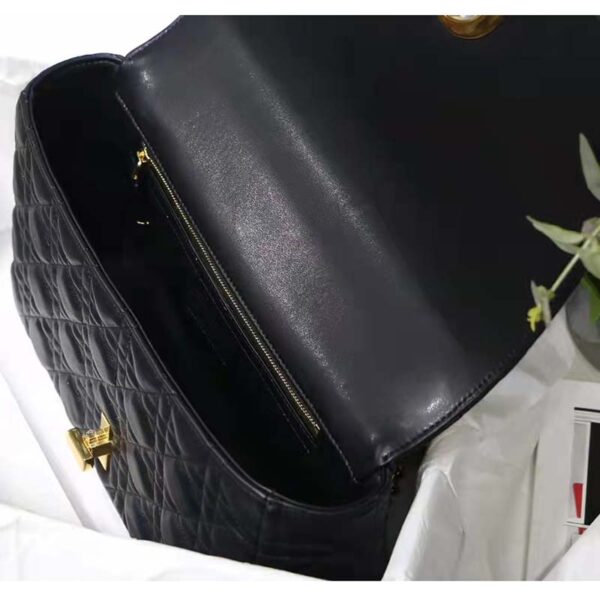 Dior Women CD Lagre Dior Caro Bag Black Supple Cannage Calfskin (9)