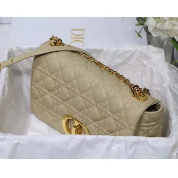 Dior Women CD Large Dior Caro Bag Beige Supple Cannage Calfskin (4)