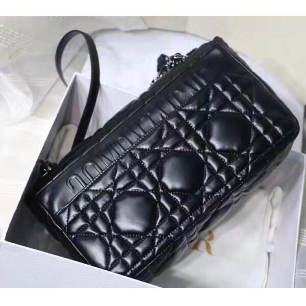 Dior Women CD Large Dior Caro Bag Black Quilted Macrocannage Calfskin (10)