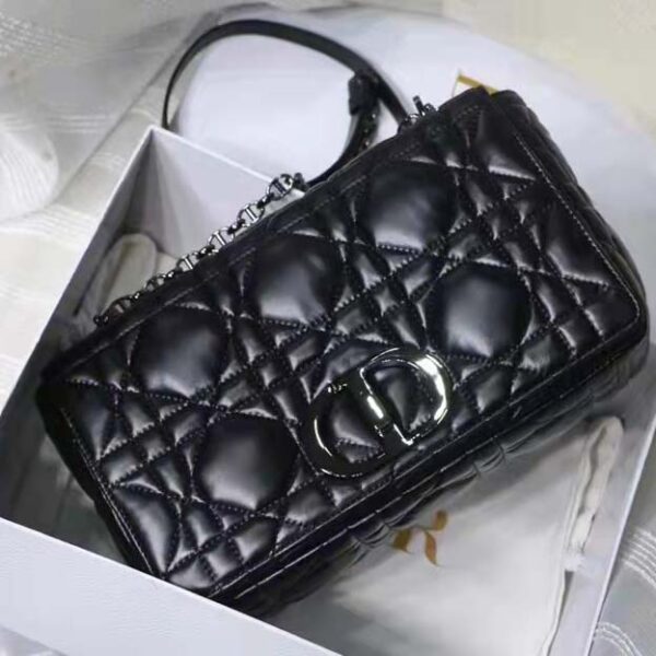Dior Women CD Large Dior Caro Bag Black Quilted Macrocannage Calfskin (3)