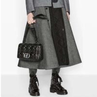 Dior Women CD Large Dior Caro Bag Black Quilted Macrocannage Calfskin (7)