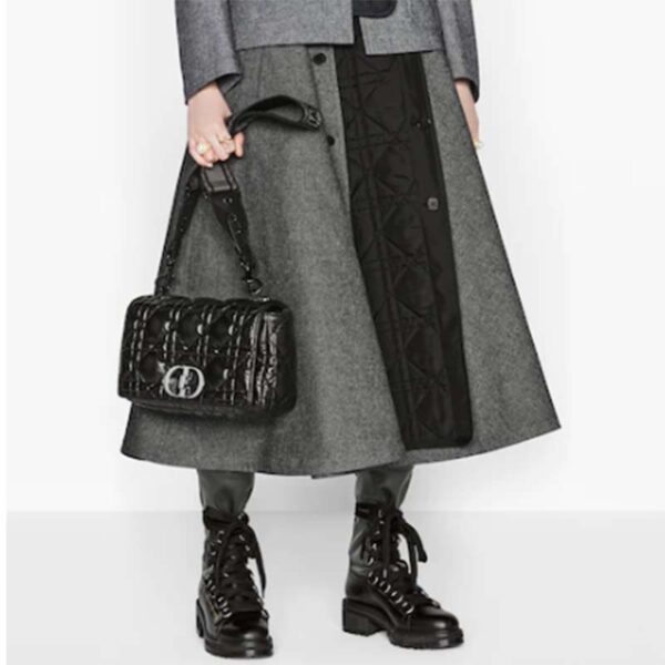 Dior Women CD Large Dior Caro Bag Black Quilted Macrocannage Calfskin (8)