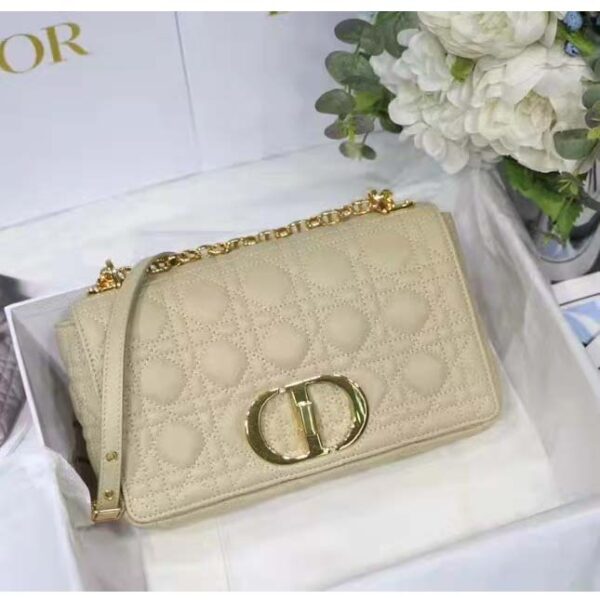 Dior Women CD Medium Dior Caro Bag Beige Supple Cannage Calfskin (10)