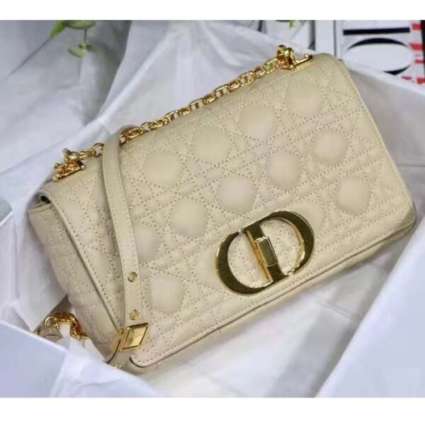 Dior Women CD Medium Dior Caro Bag Beige Supple Cannage Calfskin (6)