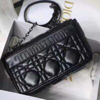 Dior Women CD Medium Dior Caro Bag Black Quilted Macrocannage Calfskin (12)