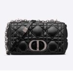Dior Women CD Medium Dior Caro Bag Black Quilted Macrocannage Calfskin