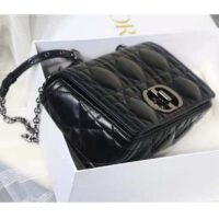 Dior Women CD Medium Dior Caro Bag Black Quilted Macrocannage Calfskin (12)