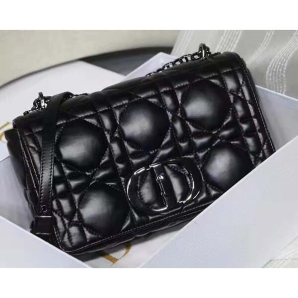 Dior Women CD Medium Dior Caro Bag Black Quilted Macrocannage Calfskin (5)