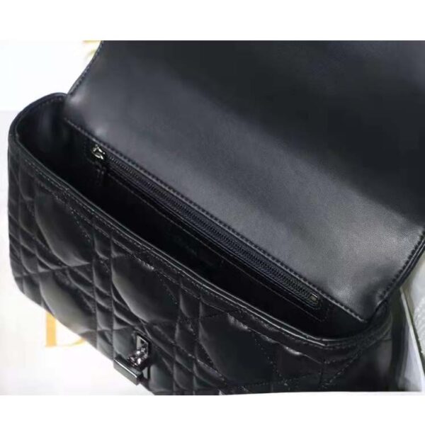 Dior Women CD Medium Dior Caro Bag Black Quilted Macrocannage Calfskin (7)