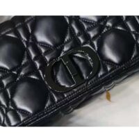 Dior Women CD Medium Dior Caro Bag Black Quilted Macrocannage Calfskin (12)
