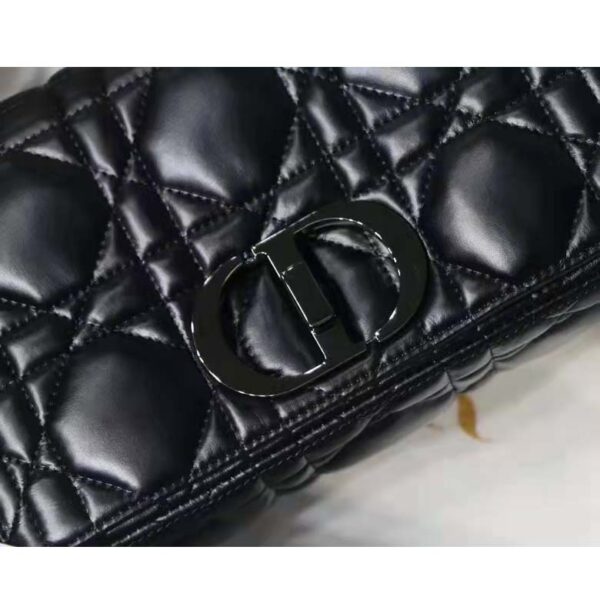Dior Women CD Medium Dior Caro Bag Black Quilted Macrocannage Calfskin (8)