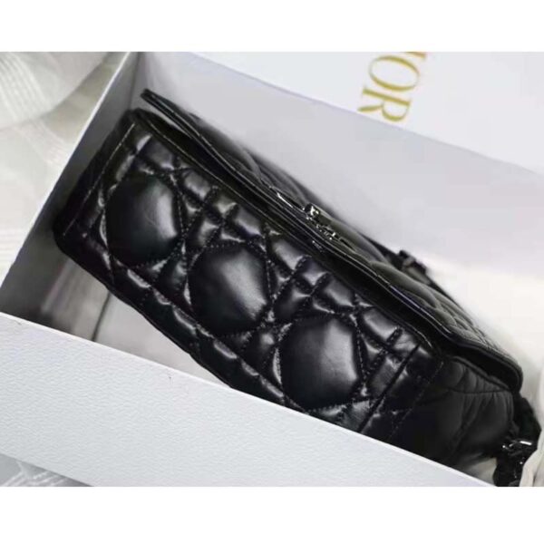 Dior Women CD Medium Dior Caro Bag Black Quilted Macrocannage Calfskin (9)